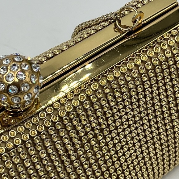 Whiting & Davis Gold Crystal Ball Metal Mesh Evening Party Clutch Bag Purse - Picture 10 of 16